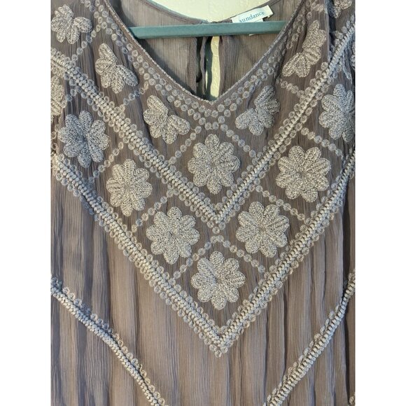 Sundance Lavender Embroidered Sheer Dress Sz Petite Large - Picture 3 of 4